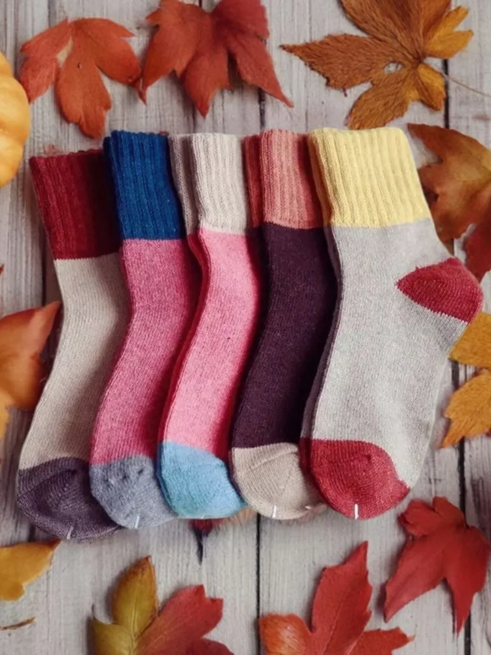 Chelsea Colorblock Womens Crew Socks Pink with Blue and Gray Gift Packaged